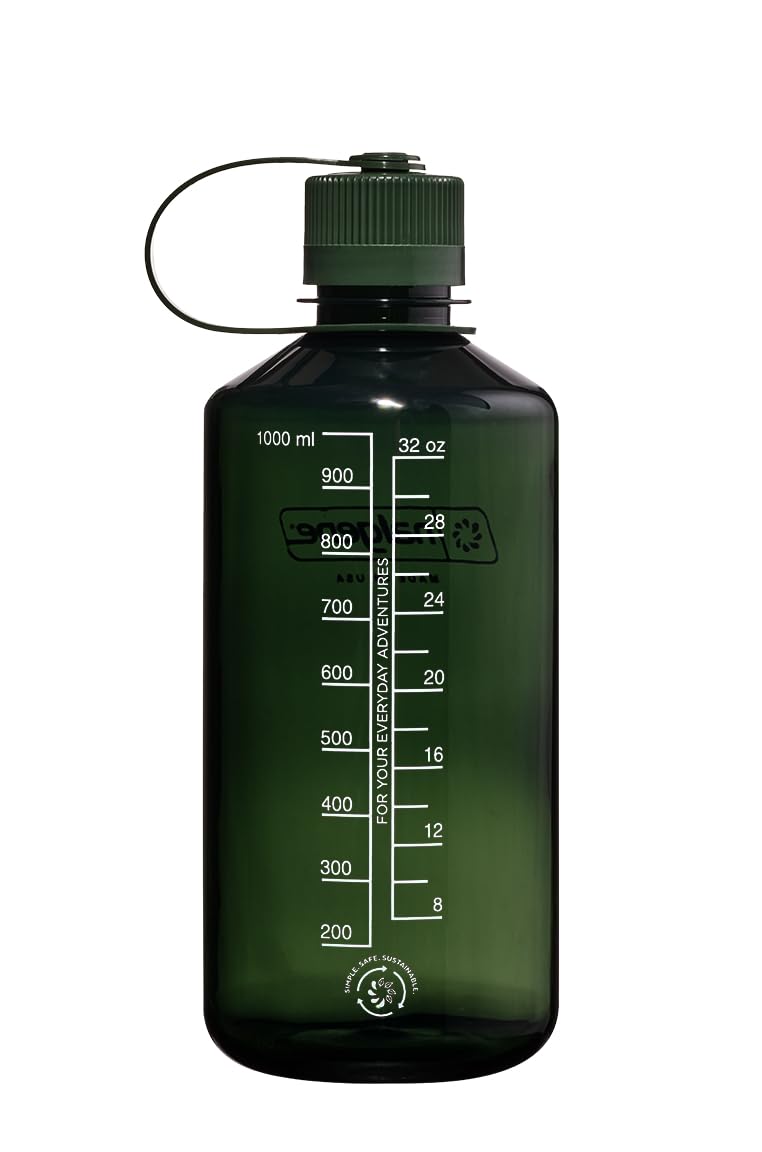 Nalgene Sustain Tritan Bpa-Free Water Bottle Made With Material Derived From 50% Plastic Waste, 32 Oz, Narrow Mouth, Jade